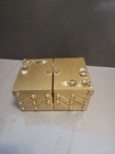 Vintage Gold Tone 6 Tier Jewelry Trinket Box Plastic Hollywood Regency 