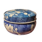 Vintage Daher Decorated Ware Blue White Cherry Blossom Tin England Floral Round