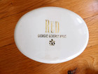 Vintage Red Giorgio Beverly Hills Perfumed Dusting Powder Container   Puff Empty