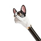 Luxury French Bulldog Shoehorn Enameled Brass Wood Shaft Abs End 50cm