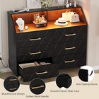 6 Drawers Dresser For Bedroom  wood Dresser Chests Of Drawers W charging Station