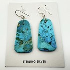 Santo Domingo Pueblo Turquoise Slab Dangle Earrings Native American Jewelry