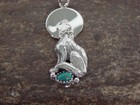 Native American Sterling Silver Turquoise Wolf Pendant By Yellowhair