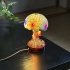 Painting Mushroom Table Lamp  5 9 Inch New Stained Glass Plant Polychrome