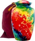 Tie Dye Large Cremation Urn For Adult Human Ashes Handcrafted Memorial 200 Lbs