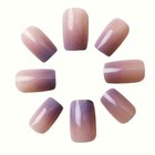 24 Pcs Oval Short Press On Nails Gradient Glossy Mixed Colors False Nail Set