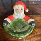 Vintage Candy Dish Santa Clause Christmas Holidays Hand Painted Santa Puttin Out