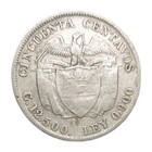 1915 Colombia 50 Centavos Silver Coin Km 193 Bogota Small Date