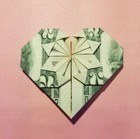 Origami Heart Crisp 2 Dollar Bill Handmade Valentine Gift Mothers Day Birthday