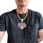 New York Knicks Gem Necklace Gold Bling Basketball Hip Hop Pendant   20  Chain