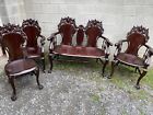 Victorian Carved 4 Pc  Mahogany Griffin Parlor Set