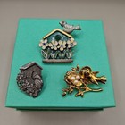 Vintage 2 Bird House Brooches 1 Bird Nest Lapel Hat Pin Birds   Bloom 90s Tc 