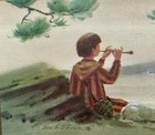 Vintage Unused Christmas Greeting Card Shepherd Boy Flute Artist Paul E  Decker