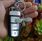 Bumblebee Bag Charm Keychain Silver Tone Rhinestone Charm   Gift-ready Dust Bag
