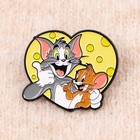 Tom And Jerry Enamel Pin Cartoon Cat Mouse Cheese Lapel Pin Gift- Us Seller