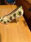 Vintage Ceramic High Heel Shoe Planter With Hand Painted Floral California Potte