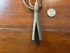 Primitive Vintage  Antique Blacksmith Hand Forged Iron 4 Prong Spear Head