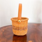 Vintage Nantucket Basket 4in Mini Small Miniature Wood Base Handle Country Decor