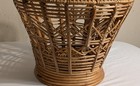 Large Vintage Bent Rattan Wicker Basket W Handle