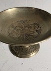 Vintage Brass Footed Bowl With Etched Details 3 1 2 