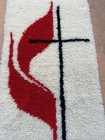 Shillcraft readicut Vintage Abstract Latch Hook Rug Hanging Wall Carpet 34x18