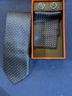Men s Blue Patterned Tie  Pocket Square   Cufflinks 3-piece Accessory Set