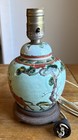 Beautiful Pair Of Antique Turquoise Chinese  Hand Painted Ginger Jar Lamps