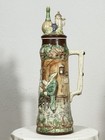Vintage German Figural Beer Stein Tavern Scene Tall Stein Sculpted Lid Germany