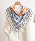 100  Silk Mulberry Square 26   Scarf Bandanna Shawl Grass Print Neckerchief New