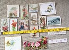 15 Antique Victorian Die Cut Lot Card Scrap Original 1800s Flower Junk Journal