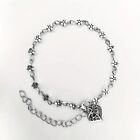 Women Boho Love Heart Pendant Beaded Anklet Flower Shape Beads Ankle Bracelet