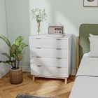 Homcom 4 Drawer Dresser For Bedroom  Fluted Chest Of Drawers  White