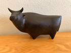 Japan Cast Iron Sculpture Cow Bull Deorative Fine Art Japan 20th C  Vintage