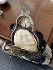Antique Micro Beaded Purse Metal Frame Victorian Early 1900 s