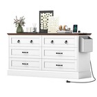 Farmhouse 6 Drawers Storage Dresser Organizer Wide Wood Rustic Chest Of Drawers