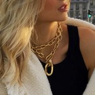 Gold Color Thick Chain Punk Necklace For Women Zinc Alloy Jewelry