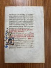 Medieval Illuminated Manuscript Leaf C 1400 Vellum Nativity magi Gold Initial