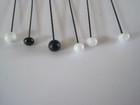 Hat Pins White Black Enamel Black Round Is Wood  Lot 6 Approximately 9 
