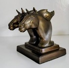 Frankart Art Deco Horse Head Bronze-tone Metal Bookends Pair 3d 1920-49