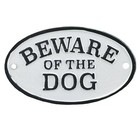 Cast Iron Plaque Sign - Beware Of The Dog - Black   White