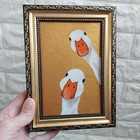 Couple Goose Painting Original White Geese Hand-painted Duck Painting Framed
