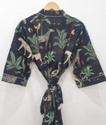 Black New Animal Print Kimono Robe  Indian Soft Cotton Kimono  Japanese Kimono