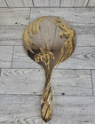 Vintage 3 Piece Vanity Dresser Set Floral Mirror  Brush  Comb W  Gold Accent