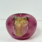 Vtg Murano Style Cranberry  Pink Art Glass Apple Gold Flecks Paperweight