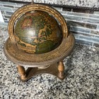 Vintage Old World Zodiac Italian Wooden World Table Top Globe Made In Italy Map