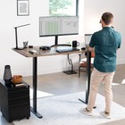 Vivo Electric 71   x30    Stand Up Desk Workstation  Reclaimed Wood Top  Black Frame