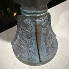 Antique Chinese Bronze Gu Vase Archaic Taotie Ritual Trumpet Vessel 19thc
