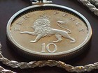 1999 Royal English Lion Proof Pendant On An 18  Sterling Silver Rope Chain 25mm
