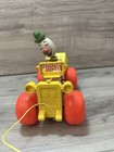Vintage Fisher-price  724 Jalopy Wooden Pull Along Clown Toy 1965 Car Free Ship