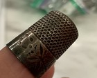 Vtg Antique Sterling Silver  Engraved Sewing Thimble  Size 8